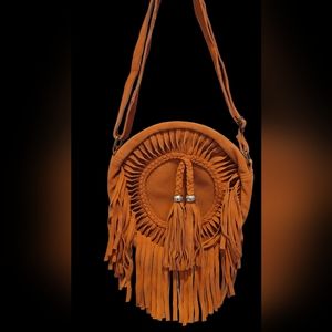 Genuine leather and cowhide canteen crossbody bag